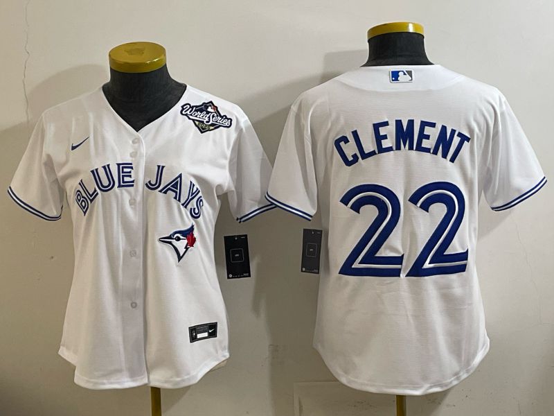 Women 2025 Nike Toronto Blue Jays #22 Clement White Game MLB Jersey 01->women mlb jersey->Women Jersey